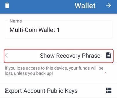 REcovery رمز کلید خصوصی کیف پول تراست والت