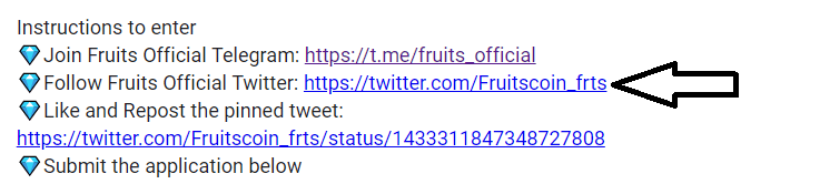 لینک توییتر ایردراپ Fruits ارز دیجیتال رایگان